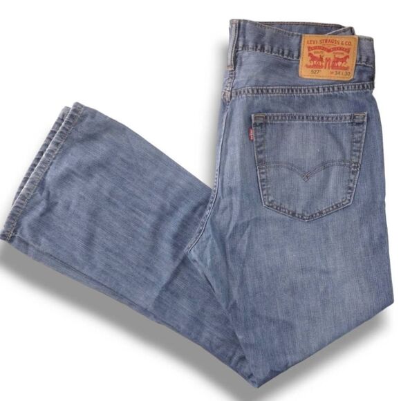 Levis 527 Jeans Sz 34/30 Boot Leg High Rise Faded Weathered Women Men - Picture 9 of 14